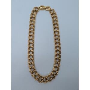 Givenchy Designer Gold Chunky Double Link Statement Chain Necklace GG Clasp 19"